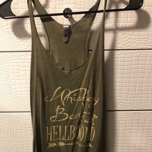 Whiskey bent and hell bound green tank